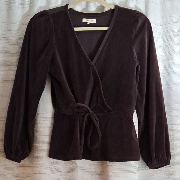 Madewell Tops - Madewell Dark Brown FauzWrap Blouse